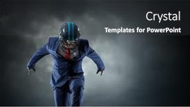  Presentation with american football - Theme having businessman-acting-as-american-football background and a dark gray colored foreground