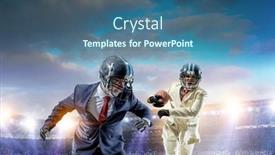  Presentation with acting - PPT theme featuring businessman-acting-as-american-football background and a ocean colored foreground