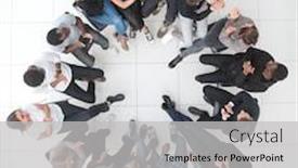  Presentation with meeting table - Audience pleasing presentation design consisting of businessman-addressing-meeting-around-boardroom backdrop and a light gray colored foreground