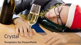  Presentation with christmas party - Beautiful slide deck featuring businessman after office christmas party backdrop and a  colored foreground