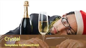  Presentation with christmas party - Cool new presentation theme with businessman after office christmas party backdrop and a tawny brown colored foreground