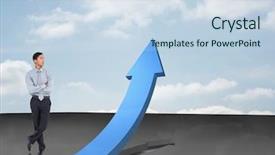  Presentation with asian - Theme consisting of businessman against blue curved arrow background and a sky blue colored foreground