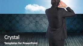  Presentation with sunny sky - PPT theme with businessman against sunny sky beyond background and a  colored foreground