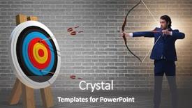  Presentation with bow and arrow - Audience pleasing presentation consisting of businessman aiming arrow with bow backdrop and a gray colored foreground