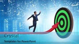  Presentation with success - Theme consisting of businessman-aiming-for-the-success background and a teal colored foreground