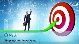  Presentation with success - Presentation theme having businessman-aiming-for-the-success background and a light blue colored foreground
