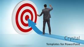  Presentation with success - PPT theme consisting of businessman-aiming-for-the-success background and a light blue colored foreground