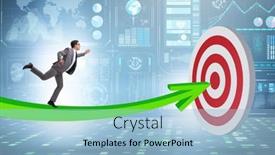  Presentation with success - PPT theme having businessman-aiming-for-the-success background and a light blue colored foreground