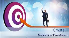  Presentation with success - Theme enhanced with businessman-aiming-for-the-success background and a light blue colored foreground