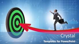  Presentation with success - Slide deck having businessman-aiming-for-the-success background and a teal colored foreground