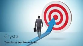  Presentation with success - Slides consisting of businessman-aiming-for-the-success background and a light blue colored foreground