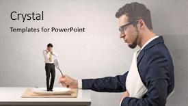  Presentation with power - Slides consisting of businessman almost devoured by great background and a  colored foreground