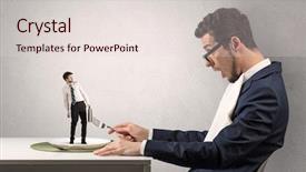  Presentation with power flow - PPT theme having businessman almost devoured by great background and a  colored foreground