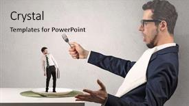  Presentation with great depression - Presentation consisting of businessman almost devoured by great background and a light gray colored foreground