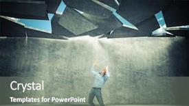  Presentation with roof - Cool new PPT layouts with businessman and 3d falling roof backdrop and a  colored foreground