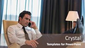  Presentation with hotel business - Beautiful slide deck featuring businessman-and-businesswoman-attending-business backdrop and a violet colored foreground