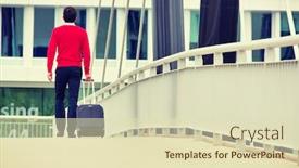  Presentation with business hotel - PPT theme enhanced with businessman-and-businesswoman-attending-business background and a soft green colored foreground