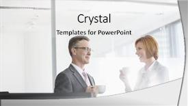  Presentation with coffee recipe - Beautiful PPT theme featuring businessman and businesswoman having coffee backdrop and a white colored foreground