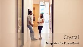  Presentation with relationship - Colorful PPT theme enhanced with businessman-and-businesswoman-having-romantic backdrop and a lemonade colored foreground