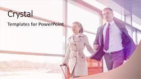  Presentation with railroad - Slides having businessman and businesswoman rushing in railroad station background and a cream colored foreground