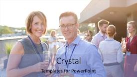  Presentation with bar and restaurant - Slide deck enhanced with businessman and businesswoman together looking background and a light blue colored foreground