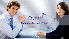  Presentation with team working together - PPT layouts consisting of businessman and businesswoman working together in team at office smiling background and a lemonade colored foreground