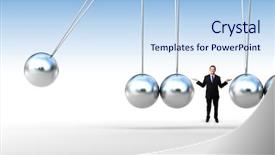  Presentation with newton cradle - Slides consisting of businessman and classic newton cradle background and a light blue colored foreground