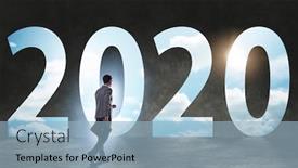  Presentation with new year 2020 - Presentation design enhanced with businessman and concept of new year 2020 background and a light blue colored foreground