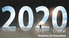  Presentation with new year 2020 - Amazing slide set having lead time - businessman and concept of new backdrop and a gray colored foreground