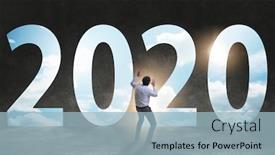  Presentation with new year 2020 - Slide set consisting of lead time - businessman and concept of new background and a light blue colored foreground