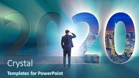  Presentation with new year 2020 - Presentation theme featuring businessman-and-concept-of-new background and a ocean colored foreground
