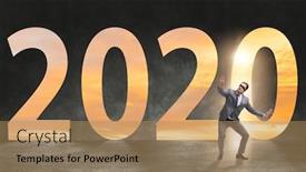  Presentation with new year 2020 - Cool new theme with businessman-and-concept-of-new backdrop and a coral colored foreground
