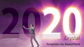  Presentation with new year 2020 - Beautiful presentation theme featuring businessman-and-concept-of-new backdrop and a coral colored foreground