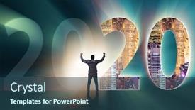 Presentation with new year 2020 - Beautiful theme featuring businessman-and-concept-of-new backdrop and a ocean colored foreground