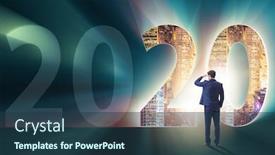  Presentation with new year 2020 - Colorful slide set enhanced with businessman-and-concept-of-new backdrop and a tawny brown colored foreground