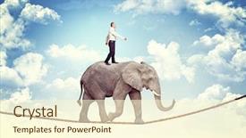  Presentation with elephant - Beautiful slides featuring satellite collaboration - human orbit - handshake backdrop and a light gray colored foreground.