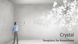  Presentation with flying - Amazing slides having businessman and flying papers mixed backdrop and a  colored foreground