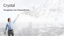  Presentation with flying - Colorful PPT layouts enhanced with businessman and flying papers mixed backdrop and a  colored foreground