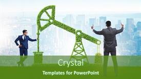  Presentation with energy oil - Cool new presentation with businessman-and-green-oil-energy backdrop and a tawny brown colored foreground