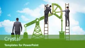  Presentation with energy oil - Audience pleasing slides consisting of businessman-and-green-oil-energy backdrop and a tawny brown colored foreground