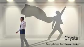  Presentation with shadow - Beautiful PPT theme featuring businessman and his shadow backdrop and a light gray colored foreground