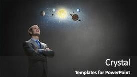  Presentation with planets - PPT theme enhanced with businessman and planets of sun background and a  colored foreground