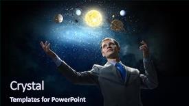  Presentation with planets - Slide set enhanced with businessman and planets of sun background and a  colored foreground