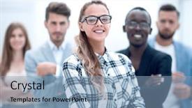  Presentation with professional - Presentation consisting of businessman and professional multinational business background and a light blue colored foreground