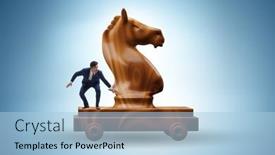  Presentation with trojan - Slide deck consisting of businessman-and-trojan-horse background and a light blue colored foreground