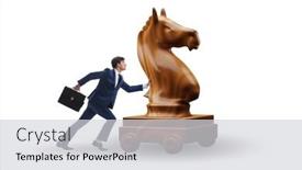  Presentation with trojan horse - Presentation having businessman-and-trojan-horse background and a light gray colored foreground