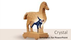  Presentation with trojan horse - PPT layouts with businessman-and-trojan-horse background and a coral colored foreground