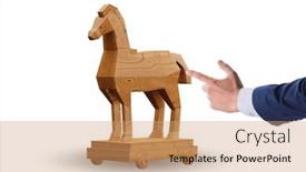 Presentation with trojan - Presentation having businessman-and-trojan-horse background and a coral colored foreground