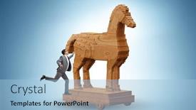  Presentation with trojan horse - Slide set featuring businessman-and-trojan-horse background and a light blue colored foreground