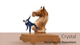  Presentation with trojan - Presentation theme having businessman-and-trojan-horse background and a red colored foreground